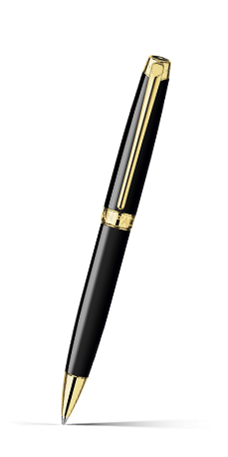 Stylo Bille LÉMAN™ EBONY NOIR Plaqué Or