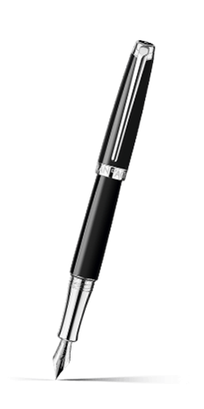 Penna Stilografica LÉMAN™ EBONY NERA Placcata Argento Rodiato