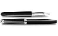 Silver-Plated, Rhodium-Coated LÉMAN™ EBONY BLACK Roller Pen