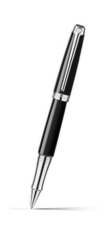 Silver-Plated, Rhodium-Coated LÉMAN™ EBONY BLACK Roller Pen