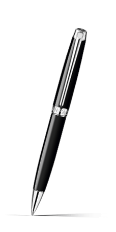 Penna a Sfera LÉMAN™ EBONY NERA Placcata Argento Rodiato