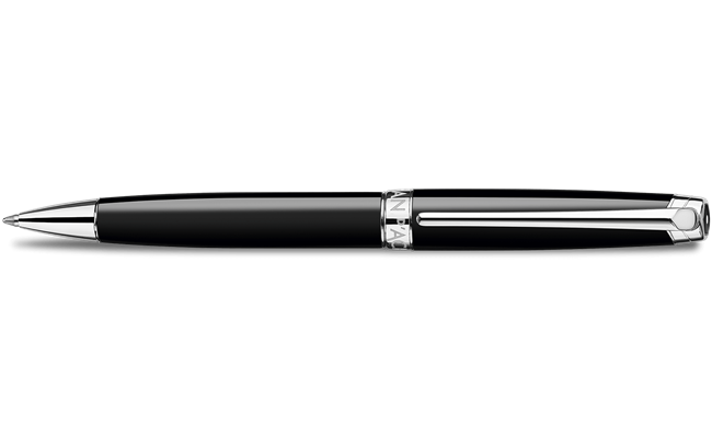 Penna a Sfera LÉMAN™ EBONY NERA Placcata Argento Rodiato