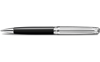 Silver-Plated, Rhodium-Coated LÉMAN BICOLOR Black Ballpoint Pen