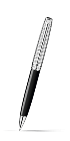 Silver-Plated, Rhodium-Coated LÉMAN BICOLOR Black Ballpoint Pen