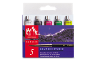 Boîte 5 Tubes de Peinture GOUACHE STUDIO 10 ml