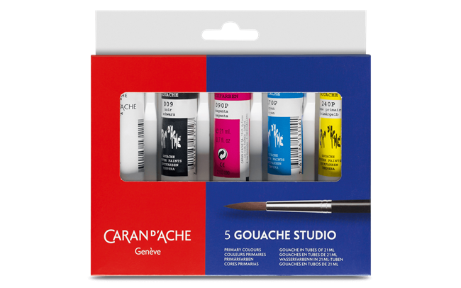 GOUACHE STUDIO – Assortiment 5 couleurs en tubes 21 ml