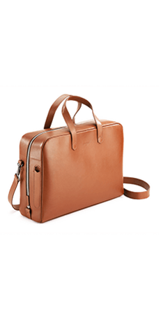 BEIGE LEATHER ATTACHE BAG