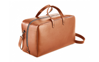 BEIGE LEATHER WEEKEND TRAVEL BAG