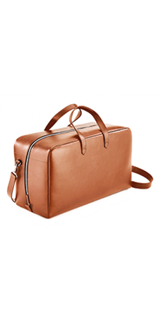 BEIGE LEATHER WEEKEND TRAVEL BAG