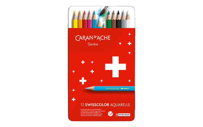 Box of 12 Colours Pencils SWISSCOLOR Water-soluble