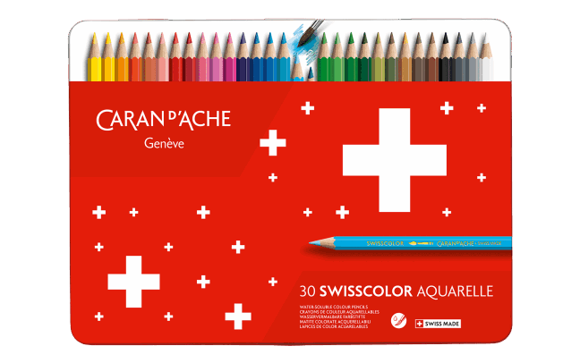 Box of 30 Colours Pencils SWISSCOLOR Water-soluble