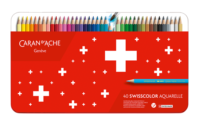 Box of 40 Colours Pencils SWISSCOLOR Water-soluble