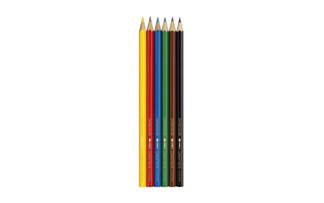 Cardboard Box of 6 Water-Soluble Colour Pencils SCHOOL LINE