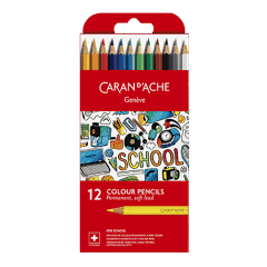 Cardboard Box of 12 Permanent Colour Pencils SCHOOL LINE